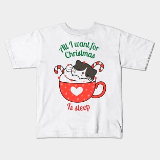 all i want for christmas is sleep cat Kids T-Shirt